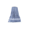Blue 24oz cotton looped-end mop head, packed by 20 each per case. Durable, absorbent, and tangle-free—perfect for commercial cleaning in restaurants, hospitals, and janitorial environments.