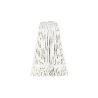 White 24oz cotton looped-end mop head, packed by 20 each per case. Durable, absorbent, and low-lint—perfect for efficient cleaning in hospitals, schools, and other commercial environments.