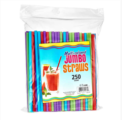 Multi-color jumbo straws for smoothies, milkshakes, and party drinks. Extra wide, durable, and reusable. Perfect for thick beverages and festive occasions with vibrant, eco-friendly designs.