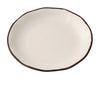Yanco Round Plate NA-112 Crafted from durable melamine, offering a reliable solution for both commercial and residential use. The melamine construction provides excellent break resistance, making it ideal for busy restaurants, hotels, and cafes where durability is essential. Finished in a sophisticated ivory color with a subtle brown rim, this plate complements a variety of table settings and enhances the presentation of bread, butter, or small side dishes. 