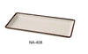 Yanco Rectangular Plate NA-408 Made from high-quality melamine, this plate is both solid and lightweight. Its rectangular shape and break-resistant nature make it ideal for frequent use in commercial dining settings. This plate is designed to be dishwasher safe, ensuring easy and efficient cleaning, which is essential for busy hospitality environments. The ivory color with a speckled finish and brown rim adds a touch of sophistication, enhancing the presentation of any appetizer or dessert. 