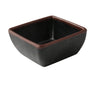 Yanco Square Sauce Dish NA-5004BK Made from high-quality melamine, this server is durable and lightweight. Its square shape and break-resistant nature make it ideal for frequent use in commercial dining settings. This server is designed to be dishwasher safe, ensuring easy and efficient cleaning, which is essential for high-turnover environments. The black color with a speckled finish and brown rim adds a touch of elegance to the presentation of sauces and condiments. 