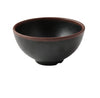 Yanco Rice Bowl NA-504BK Made from durable melamine, this bowl is both break-resistant and lightweight. It holds up to 10 ounces of food, making it suitable for serving rice and other side dishes. Designed for practical use, this bowl is dishwasher safe, which ensures easy and efficient cleaning. It is not microwave safe, preserving its durability and appearance over time. The bowl's elegant black color with a speckled brown rim adds a refined touch to any table setting. 