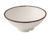 Yanco Ramen Bowl NA-607 Crafted from melamine, this bowl offers a 26-ounce capacity, making it suitable for a variety of dishes. It is both break-resistant and dishwasher safe, catering to the needs of high-use environments while ensuring easy maintenance. With its round shape and elegant ivory color accented by a brown rim, this bowl adds a touch of style to any dining setup. 