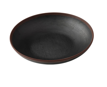 Yanco Salad/Soup Bowl NA-708BK Constructed from durable melamine, this bowl is designed to resist breaks and withstand the demands of frequent use in busy settings. Its elegant black speckled finish with a brown rim adds a sophisticated touch to any dining table, making it ideal for upscale restaurants, hotels, and cafes. The melamine material also makes the bowl dishwasher safe, simplifying cleanup. 