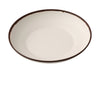 Yanco Salad/Pasta Bowl NA-709 Constructed from melamine, this bowl combines durability with a practical design for frequent use. Its elegant ivory speckled finish with a brown rim enhances the visual appeal, adding sophistication to any dining setup. The melamine material is not only break-resistant but also dishwasher safe, making cleanup effortless and suitable for high-volume dining establishments. 