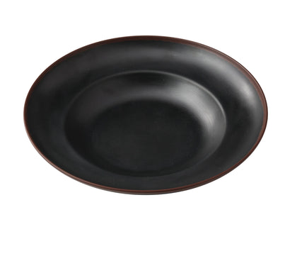 Yanco Mediterrean Pasta Bowl NA-810BK Crafted from melamine, this bowl is designed to be both durable and stylish, fitting seamlessly into various dining environments. Its white color with an ivory speckled finish and brown rim adds a refined touch to any table setting. With a 12-ounce capacity, this bowl is perfect for serving pasta, salads, or other side dishes. The melamine material ensures that the bowl is break-resistant and can withstand daily use in hotels, restaurants, and cafes. 
