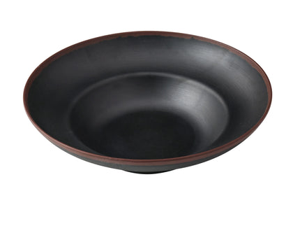 Yanco Deep Mediterranean Bowl NA-811BK Constructed from high-quality melamine, this bowl is built to handle the demands of frequent use while maintaining its aesthetic appeal. Its white color, coupled with an black speckled finish and brown rim, provides a sophisticated look that enhances any dining experience. With a capacity of 20 ounces, this bowl is perfect for serving generous portions of pasta, salads, or other dishes. 