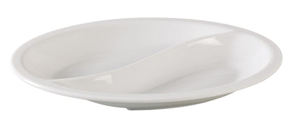 Yanco Oval Compartment NC-4520 Featuring two compartments, this plate is excellent for those who want to separate their food items or serve up two different dishes at once. It's perfect for use in high-volume environments, and its sleek white finish complements any table setting, adding a touch of elegance to your presentation.