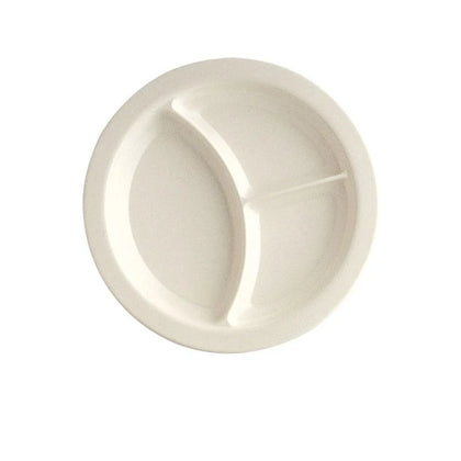 Yanco 3-Compartment Plate w/ Deep Beveled Foot NC-512I Crafted from extra heavy-duty melamine, this plate is built to last, making it a perfect addition to your restaurant or home kitchen. The deep beveled foot adds an elegant touch to the design, while the dishwasher-safe feature makes cleaning up a breeze.