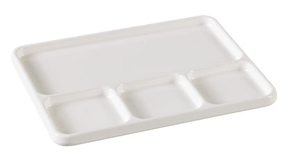 Yanco 4-Divided Compartment NC-7510 Made from durable melamine, this tray is designed to withstand frequent use while resisting chips, stains, and scratches. Its sleek white finish offers a clean, professional appearance, suitable for both casual and more formal settings.