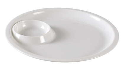 Yanco Round Divided Compartment NC-7521 Made from durable melamine, this tray offers long-lasting use and is resistant to chipping, staining, and scratching. Its classic white finish gives it a clean, modern look that is ideal for both casual dining and more formal settings.