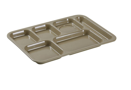 Yanco Right Hand 6-Compartment Plate NC-802S& Crafted from extra heavy-duty melamine, this tray is built to last. It can withstand the wear and tear of everyday use, and is even dishwasher safe for easy cleaning. The sand color gives it a classic look that will complement any decor, making it a versatile addition to your kitchen.