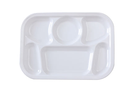 Yanco 6-Compartment Plate NS-803W. It is made from durable and reliable melamine material, which makes the plate look like ceramics. You can use this stylish plate to serve any dish you want. For example, you can use it for serving salads, side dishes, sushi or hot meals. The Nessico collection has an elegant and stylish design. Performed in white color, it will perfectly fit any restaurant environment. 