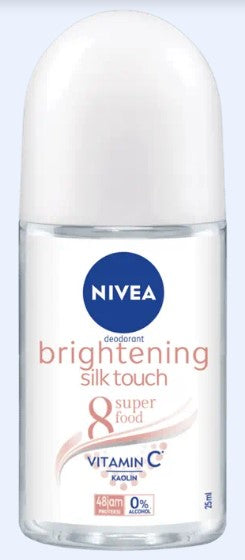 NIVEA Brightening Silky Touch Roll-On Deodorant, 25ml, Case of 30