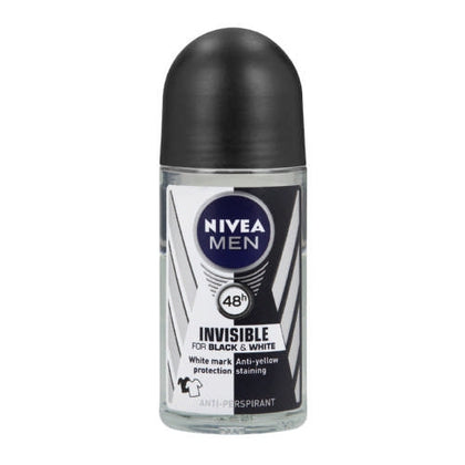 Nivea Men Invisible for Black & White Anti-Perspirant Roll-On delivers powerful 48-hour protection against sweat and odor while preserving the look of your clothes. Its advanced formula prevents white marks on black fabric and yellow stains on white, ensuring you stay confident and clean throughout the day. Free from ethyl alcohol and dermatologically tested, this anti-perspirant is gentle on skin and ideal for daily use.
