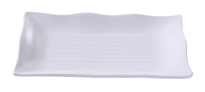 Yanco Rectangular Plate OK-2414 It is made from durable and reliable melamine material, which makes the plate look like ceramics. You can use this stylish plate to serve any dish you want. For example, you can use it for serving sushi, salads, side dishes, or other Asian cuisine appetizers. The Osaka collection has an elegant and stylish design. Performed in white color, it will perfectly fit any restaurant environment. 