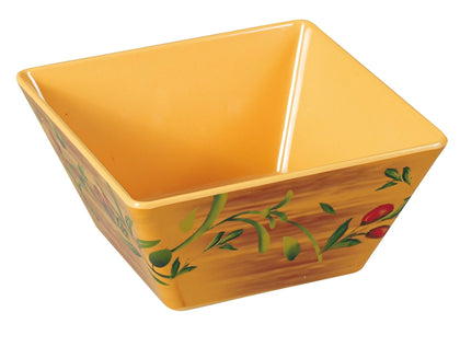Yanco Square Bowl OL-405 It is made from durable and reliable melamine material, which makes the bowl look like ceramics. You can use these unique square bowls to serve such dishes like rice, soups, salads or side dishes. Thanks to the elegant Olive collection style, the bowl will perfectly fit any food-serving establishment design. 