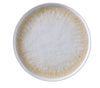 Yanco Round Plate With Upright Rim OP-112 is a stunning dinner plate crafted from durable melamine. Featuring a white and brown color palette accented with a golden design and textured finish, this 12