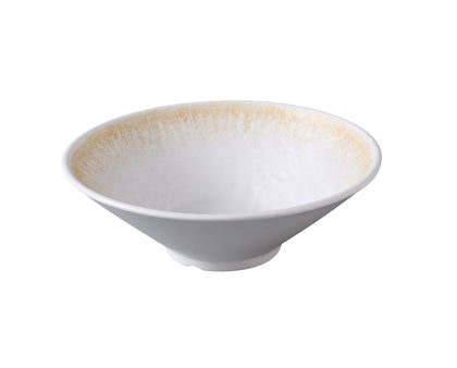 Yanco Bowl OP-407 is a beautifully crafted piece from the Optimum collection, combining durability with an elegant design. Made from high-quality melamine, it features a golden design and textured finish that adds sophistication to any dining experience. Perfect for serving ramen, soups, or larger portions, this bowl is designed for both style and practicality in high-demand environments like restaurants and catering services.