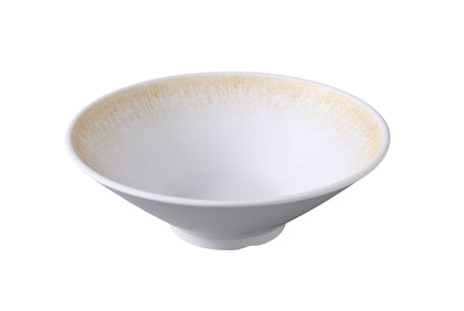 Yanco Bowl OP-409 is a beautifully crafted piece from the Optimum collection, combining durability with an elegant design. Made from high-quality melamine, it features a golden design and textured finish that adds sophistication to any dining experience. Perfect for serving ramen, soups, or larger portions, this bowl is designed for both style and practicality in high-demand environments like restaurants and catering services.