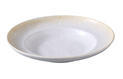 Yanco Deep Mediterranean Bowl OP-611 is designed to bring both beauty and function to the table. Crafted from durable melamine with a textured finish, it showcases a warm white and brown palette highlighted by golden accents. Its deep structure and wide rim make it especially suited for Mediterranean dishes, pasta entrées, and vibrant salads, delivering both presentation and practicality.