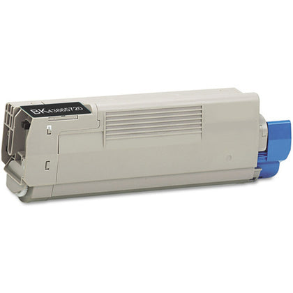 Compatible Oki 43865720 black toner cartridge, 8000 pages, for Oki C6150, C6150n, C6150dn, C6150dtn, C6150hdn, MC560, and MC560 MFP.