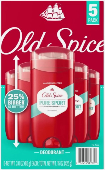 Old Spice Pure Sport Deodorant Stick, 85g, Pack of 5