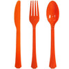 Deluxe Cutlery Combo available in Island Blue, Red, Orange, Blue, Purple, Black, Hot Pink, and Lime Green. Durable disposable utensils perfect for parties, weddings, picnics, or themed events.