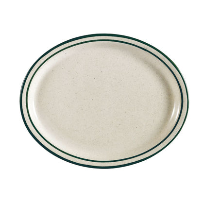 9 1/2-inch oval platter, ceramic serving tray, heat-resistant, microwave-safe, oven-safe, dishwasher-safe, chip-resistant, perfect for appetizers, entrees, desserts, and elegant food presentation.