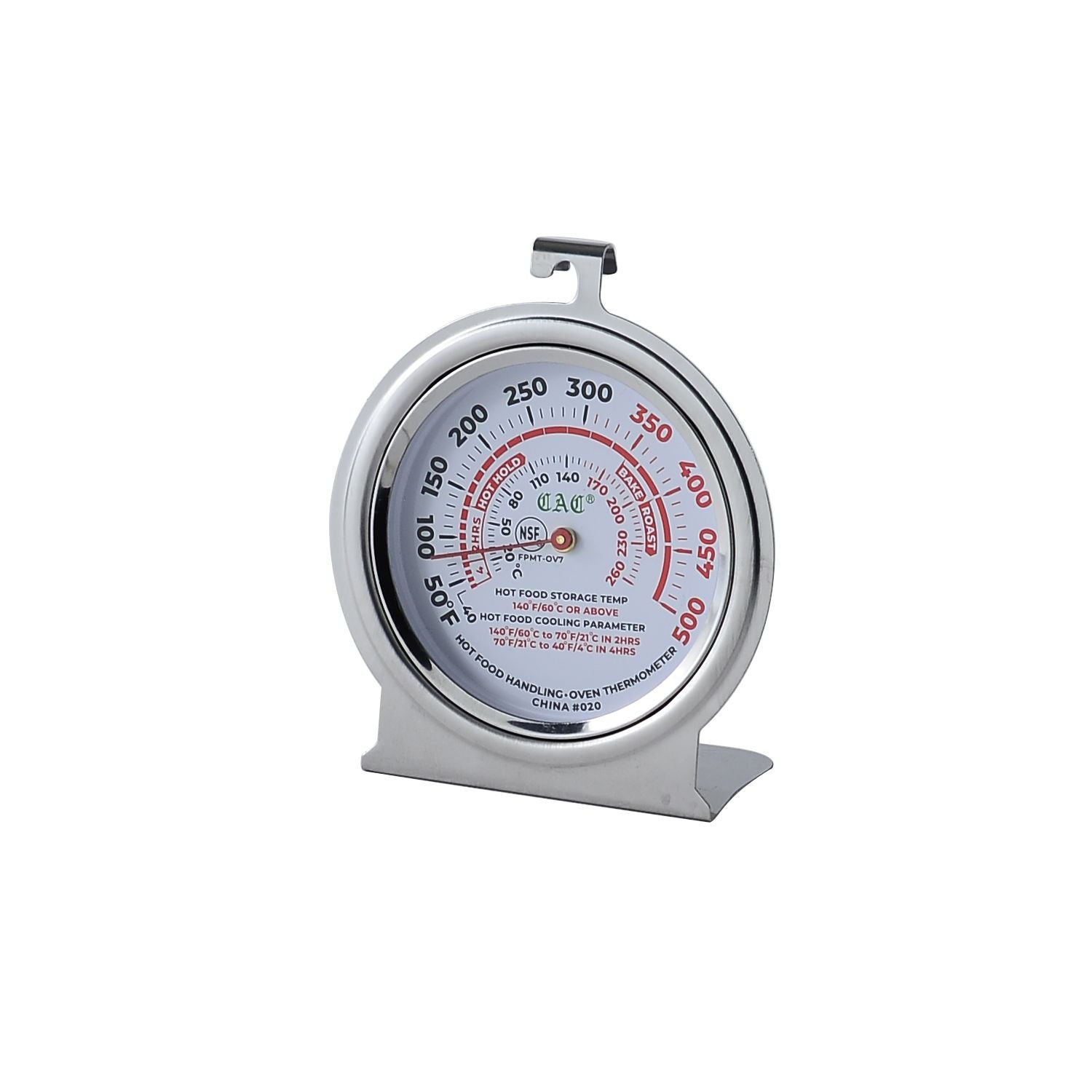 Oven thermometer with 40–500°F / 10–260°C range and 3