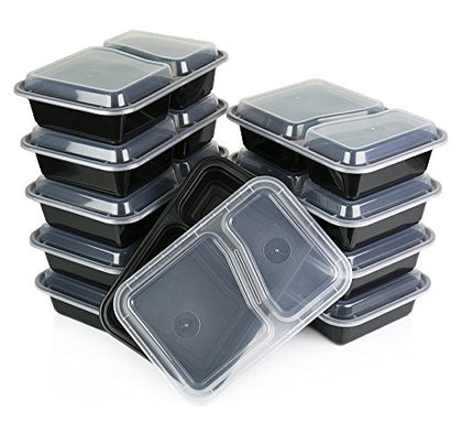 These 2 Compartment Meal Prep Containers are designed for efficient portioning and easy meal organization. With a total of 12 reusable sets, each tray features a secure lid to keep meals fresh and separated. Perfect for home, work, or travel, they are microwave, freezer, and dishwasher safe for everyday convenience.
