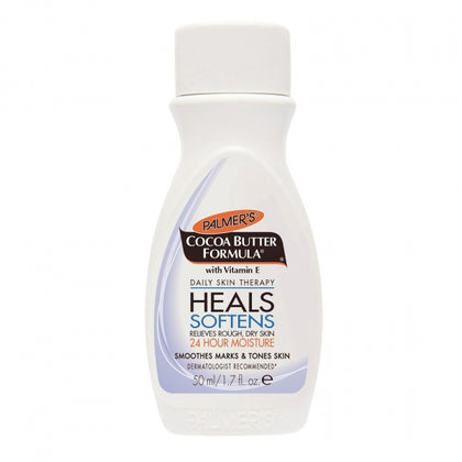Palmer's Cocoa Butter Lotion Travel Size delivers rich hydration in a compact size perfect for on-the-go use. This emollient-rich lotion absorbs quickly to form a protective barrier that locks in moisture, making it ideal for dry or eczema-prone skin. With the power of cocoa butter and Vitamin E, it helps soften rough areas and visibly improves the appearance of skin imperfections, leaving your skin smooth, supple, and evenly toned.