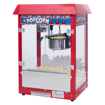 POP-8R, 8oz 120V Red Electric Popcorn Machine, Teflon Bowl