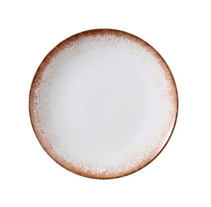 Yanco Coupe Round Plate PR-710 showcases a balance of rustic elegance and modern utility. With its earthy brown rim and smooth white center, this 10 1/4