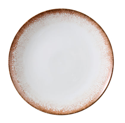 Yanco Coupe Round Plate PR-711 showcases a balance of rustic elegance and modern utility. With its earthy brown rim and smooth white center, this 11 1/4