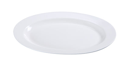 Yanco Oval Platter PS-34 is a stylish and durable addition to any restaurant, catering business, or buffet. Designed for serving sharing dishes, appetizers, and main course meals, this platter features an elegant construction with wide rims that enhance food presentation. The classic white color highlights the meal, creating a visually appealing dining experience. Made from scratch- and chip-resistant porcelain, it withstands heavy daily use while maintaining its original look. 