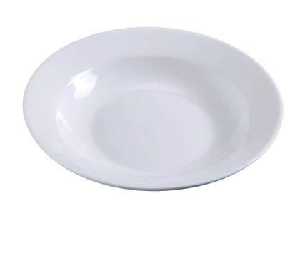 Yanco Soup Plate PS-3 is perfect for serving soups, bouillons, and other dishes. With a 10-ounce capacity and a 9-inch diameter, it features a flat construction with wide rims, ideal for serving standard-sized portions. Crafted from durable porcelain, it withstands a wide range of temperatures and is resistant to scratches and chips. This stylish plate is dishwasher, oven, and microwave safe, making it a practical choice for both traditional and modern table settings.