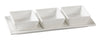 Yanco Three Square Bowl With Tray PS-724 12/Pcs is an elegant and practical choice for serving small portions of herbs, spices, dips, and sauces. This set includes three 3-ounce square porcelain bowls, each measuring 3 inches, placed on a sleek 11x4.25-inch tray. Made from high-quality porcelain with an elegant glaze finish, this set is perfect for fine-dining restaurants, catered events, outdoor dining, or hotels. Its stylish design and durability will enhance any dining experience.