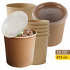 Disposable Kraft Paper Soup Containers with Plastic Lids - Kraft Paper Ice Cream Containers / Yogurt Cups with Plastic Lids (8oz, 12oz, 16oz)