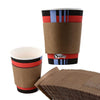 Disposable Kraft Hot Cup Sleeves Paper Cup Jackets - Corrugated Coffee Cup Sleeves - Recyclable, Compostable - Fits most 10oz, 12oz, 16oz, 20oz
