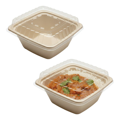 Eco Friendly Disposable Square Bowls Compostable Container with Dome Lids