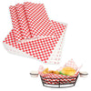 Red checkerboard food basket liner sheets grease resistant 12x12