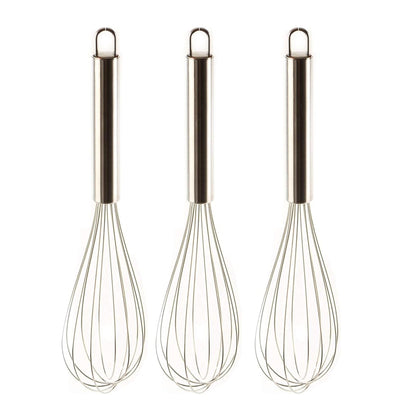 Stainless Steel Wire Whisk Set - Heat Resistant Egg Beater Mixing Balloon - Perfect for Baking, Cooking, Kitchen Utensils, Whisking, Beating (10 Inch)