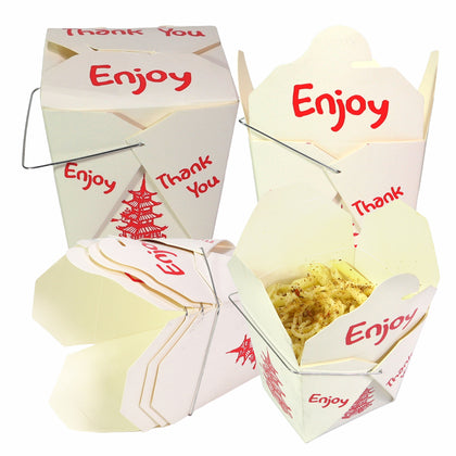 White Style Asian Food Paper Take Out Boxes 16oz or 32oz