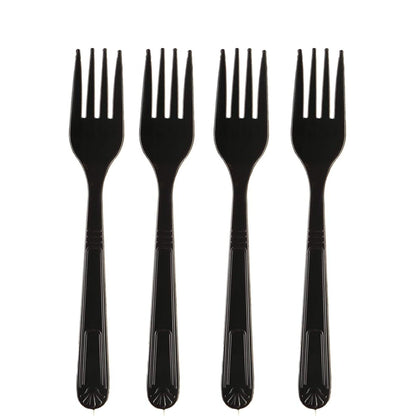 Disposable Plastic Heavy Weight Forks Unwrapped
