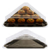 Black Triangle Catering Serving Tray Platter 16x16 with Clear Dome Lid - Dessert Carrier