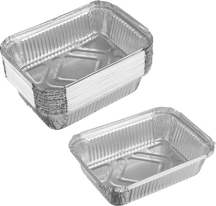 Aluminum Pan Oblong Take Out Foil Baking Containers with Dome Lids (1LB, 1 1/2LB, 2 1/2LB) (Shallow & Deep)