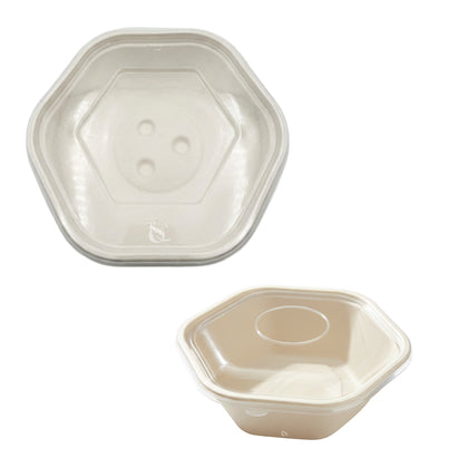 Hexagon 24oz disposable bowl made from sugarcane fiber compostable catering use