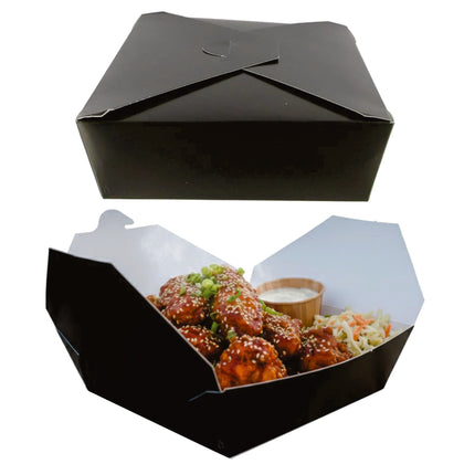 #3 Black Paper Take Out Food Containers with Closeable Lid
